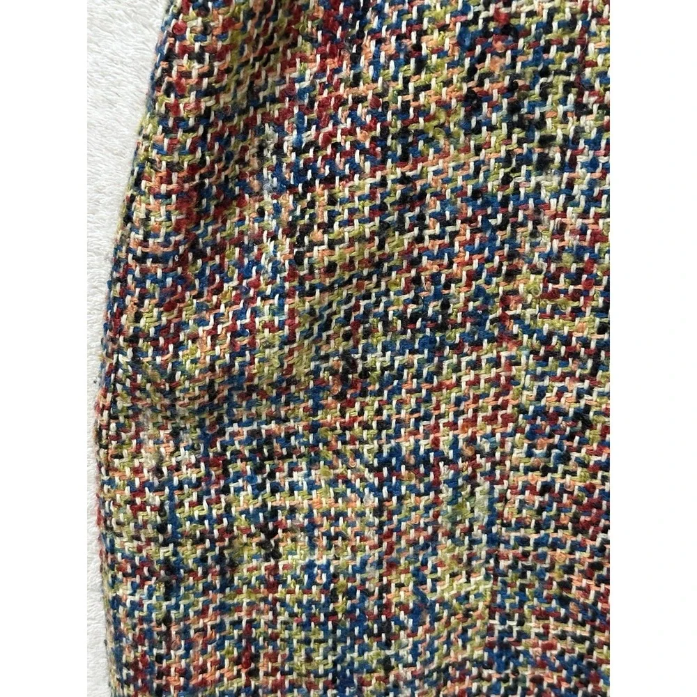 O Oscar by Oscar De La Renta Wool Blend Skirt Size 16W Fringe Rainbow Multicolor